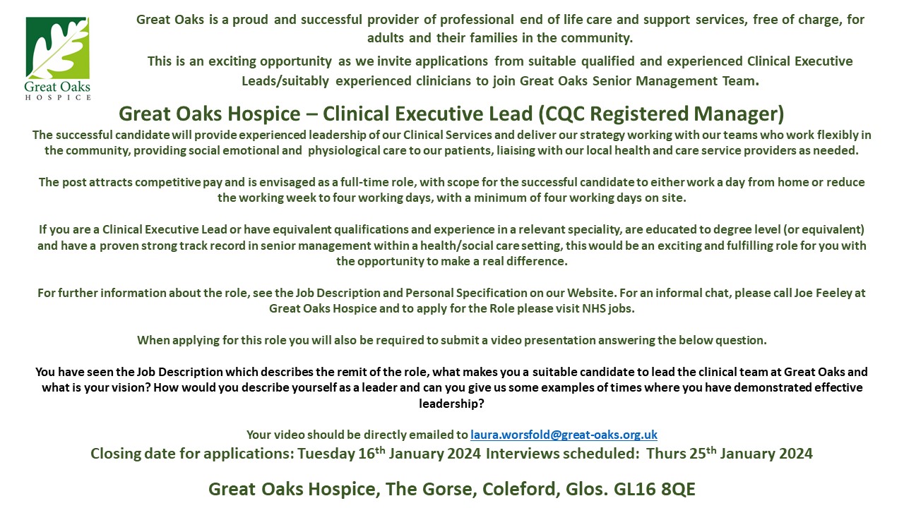 Join Us Great Oaks Hospice